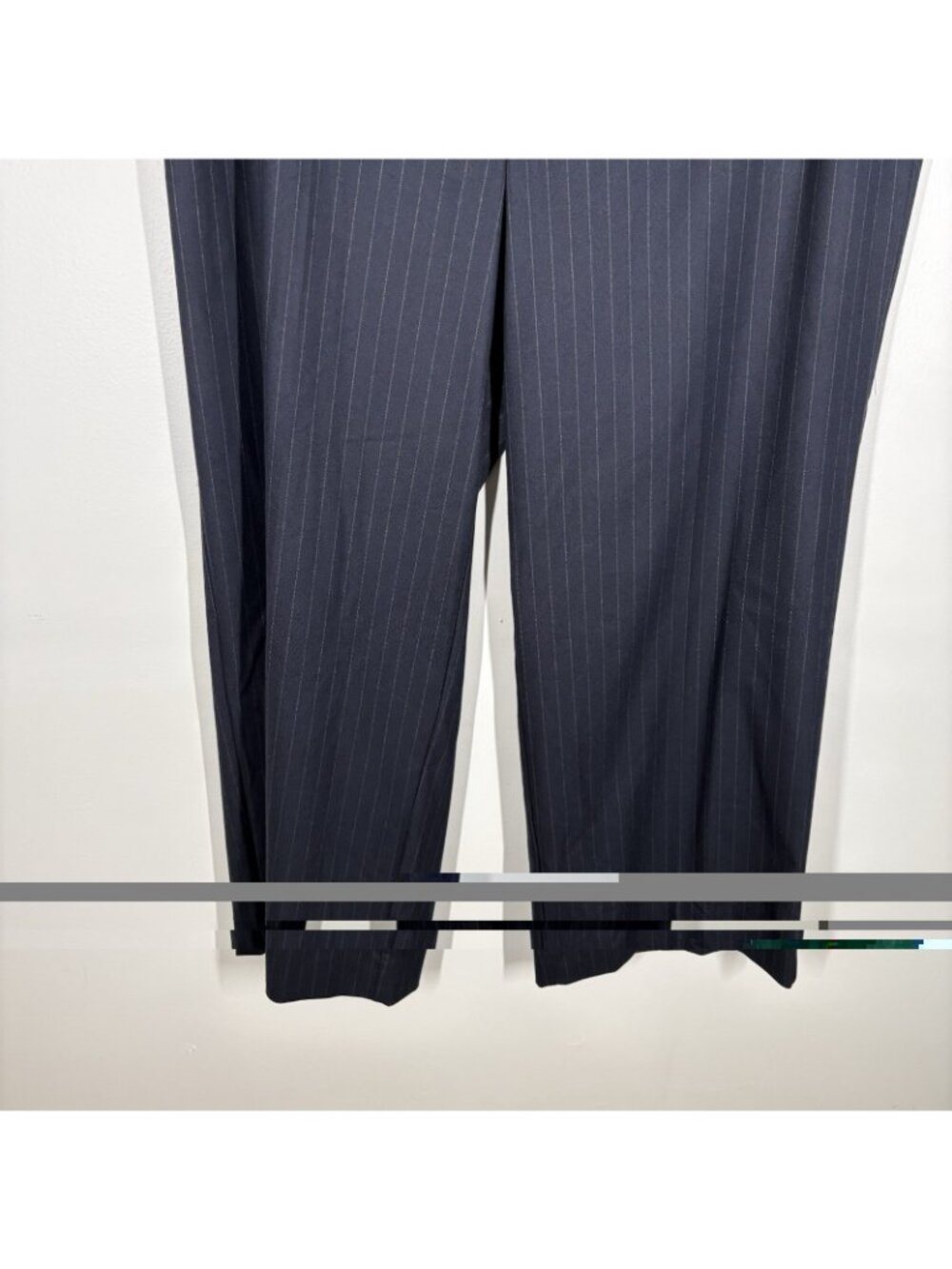 Ashley Graham Women Plus Sz 14W Navy Pin Stripe Mid-Rise Wide Leg Trouser NWT - Picture 5 of 14
